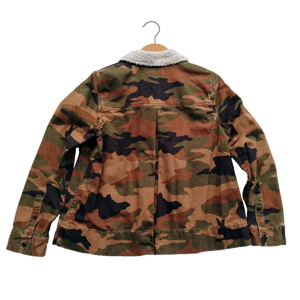 Madewell Northward Cropped Army Jacket Cottontail Camo: Sherpa Edition Size XS